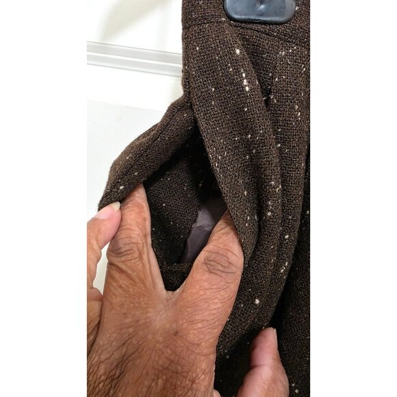 Vintage Jones New York Y2k Brown Speckled 90s 100% Wool Trousers Cuffed Hem - Picture 4 of 8